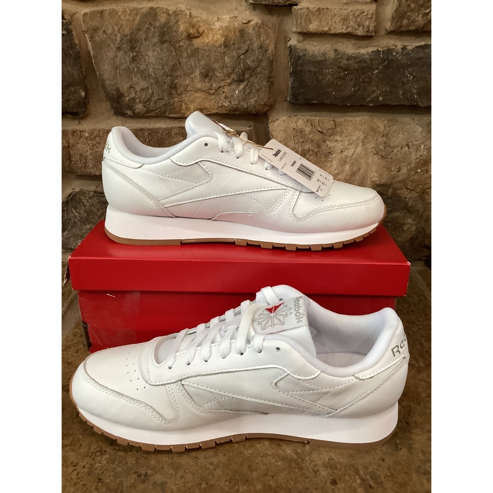 Reebok Classic Leather White Gum Mens 9.5 Womens 11 Sneakers 100008491 New - Picture 2 of 8
